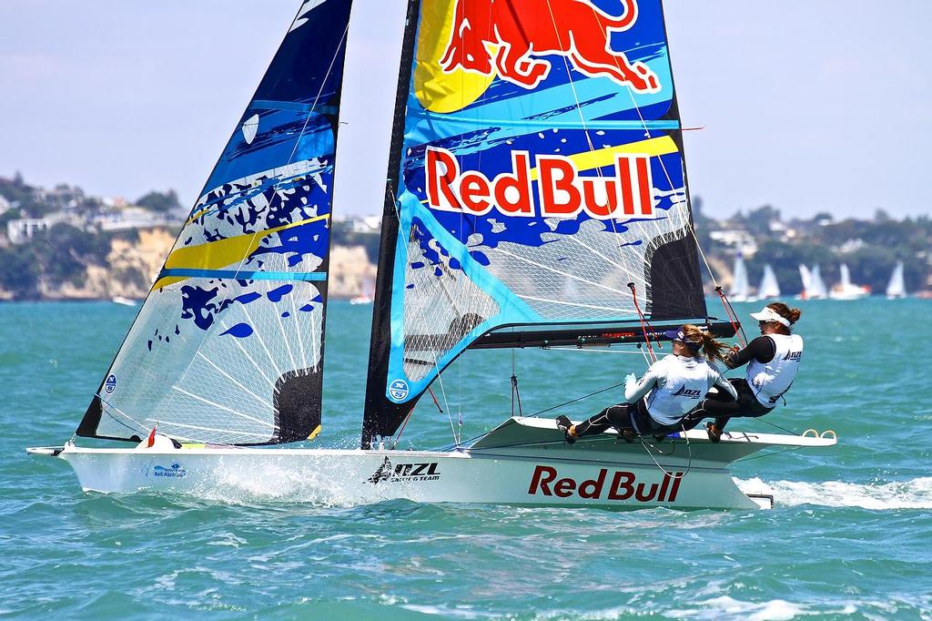 Oceanbridge Sail Auckland 2014 - February 3, 2014 - 49er FX - Meech and Maloney © Richard Gladwell www.photosport.co.nz